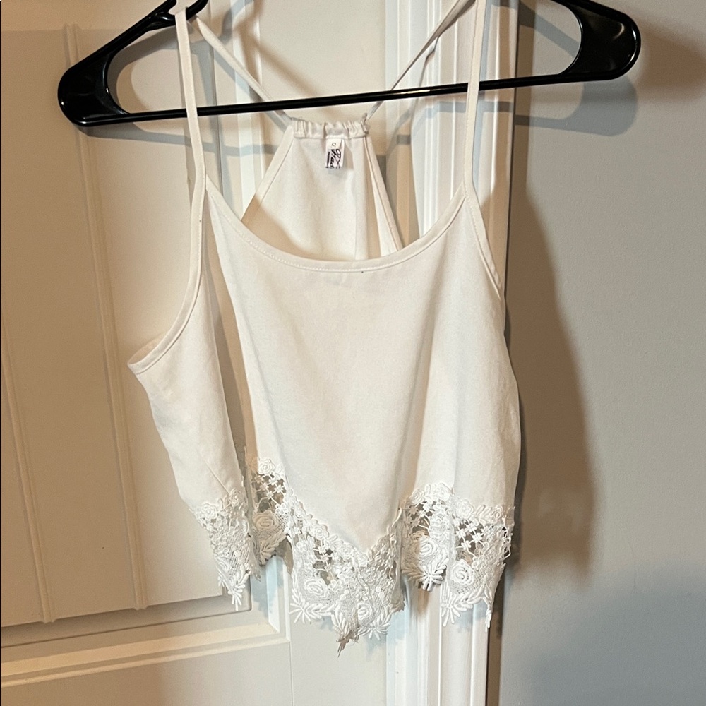 Elegant White Lace Trim Cami Top